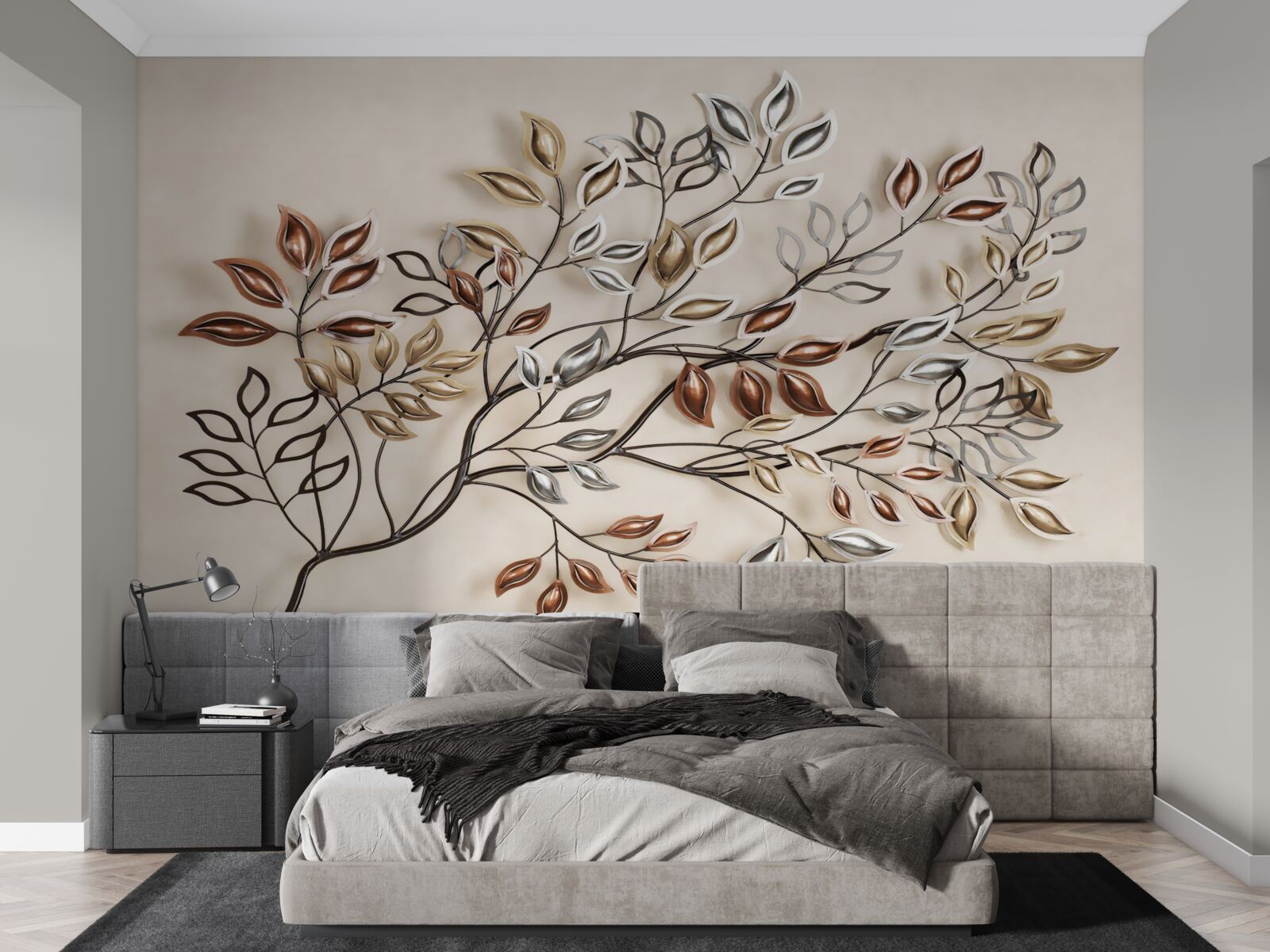 Фотошпалери металеве листя на гілці