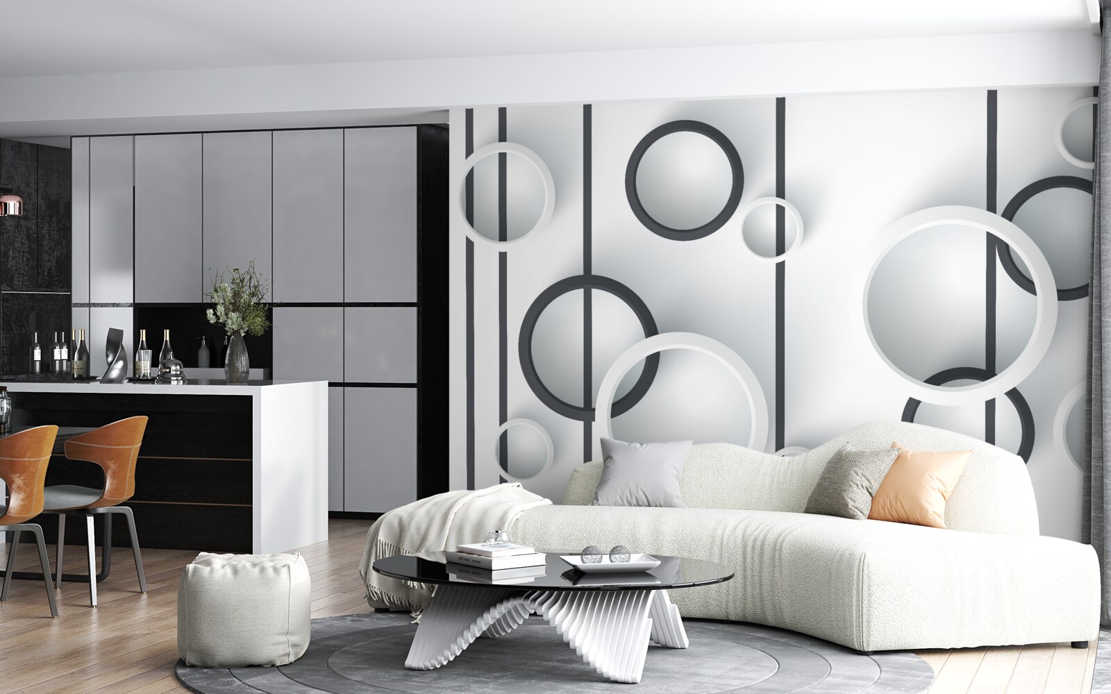 Фотошпалери кола та лінії в абстракції