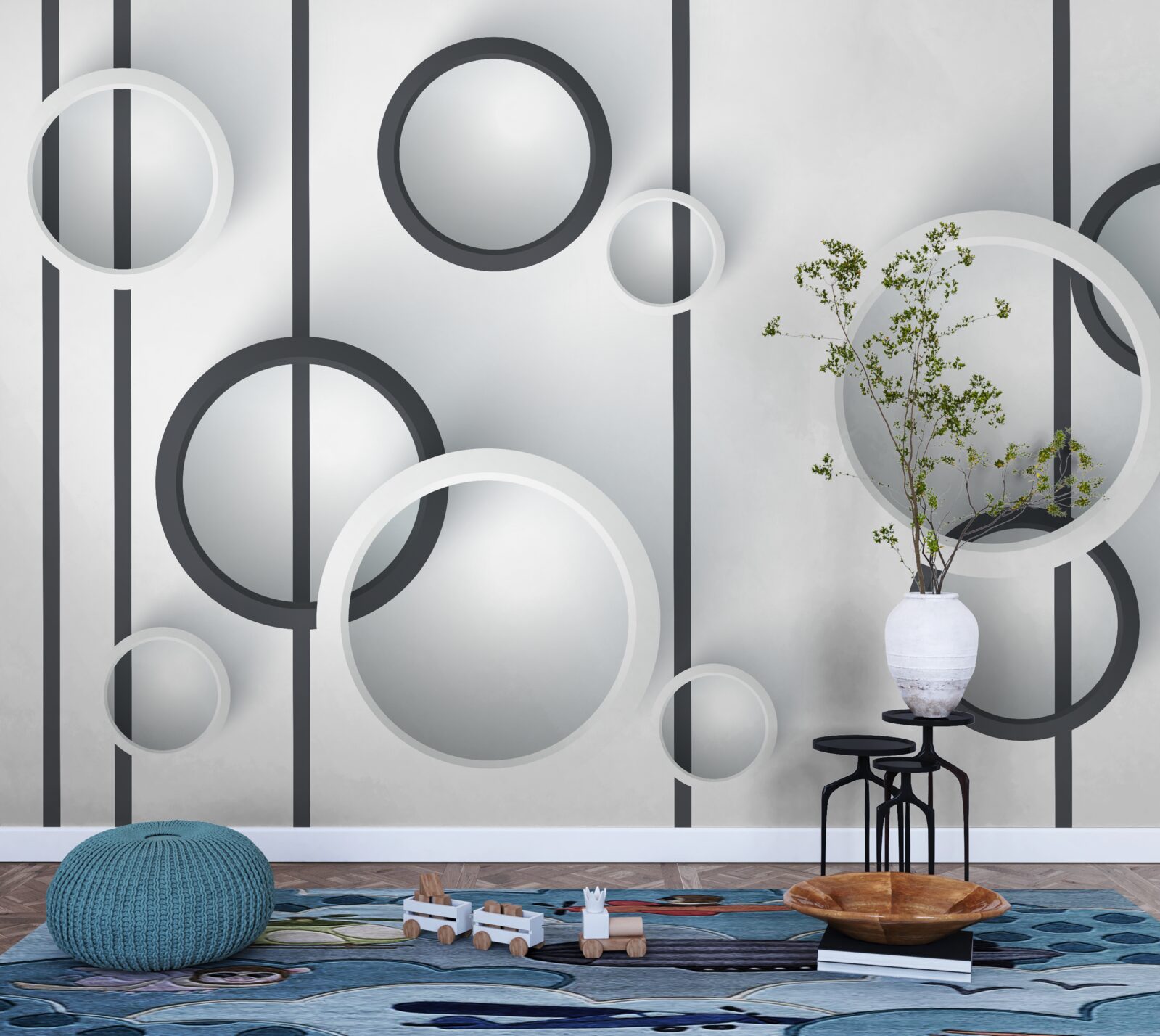 Фотошпалери кола та лінії в абстракції