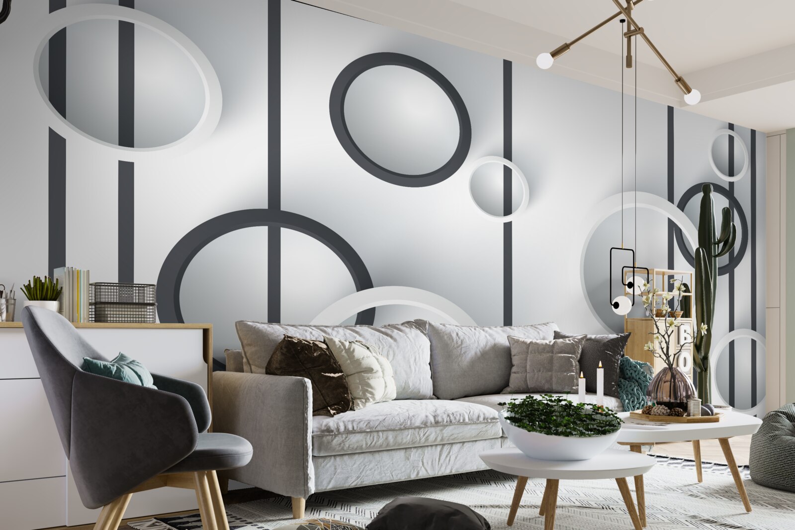 Фотошпалери кола та лінії в абстракції