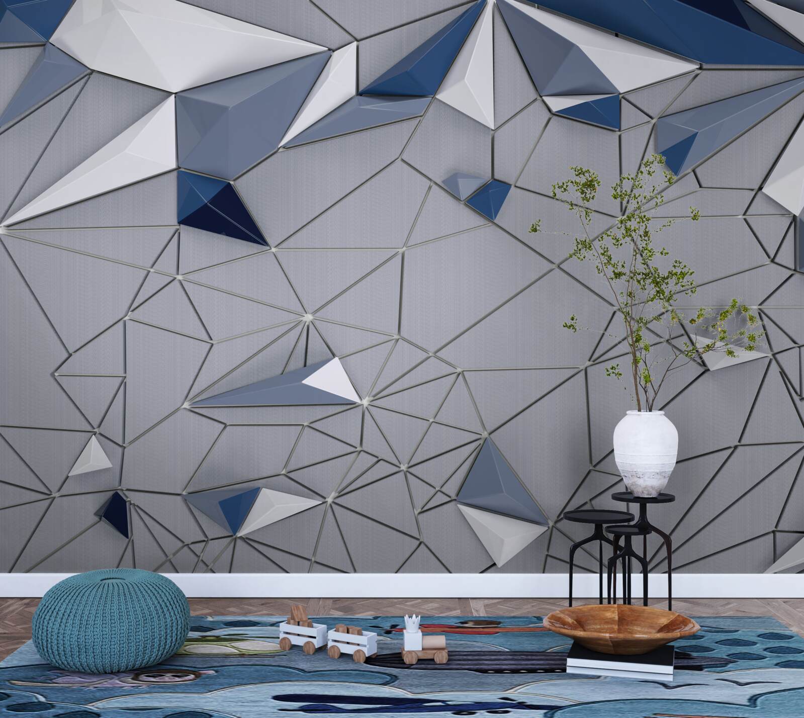 Фотошпалери синій скляний мармур