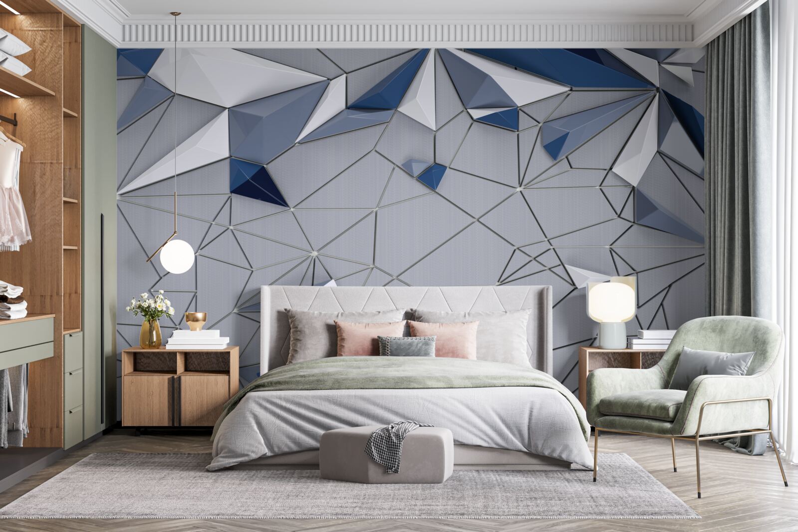 Фотошпалери синій скляний мармур