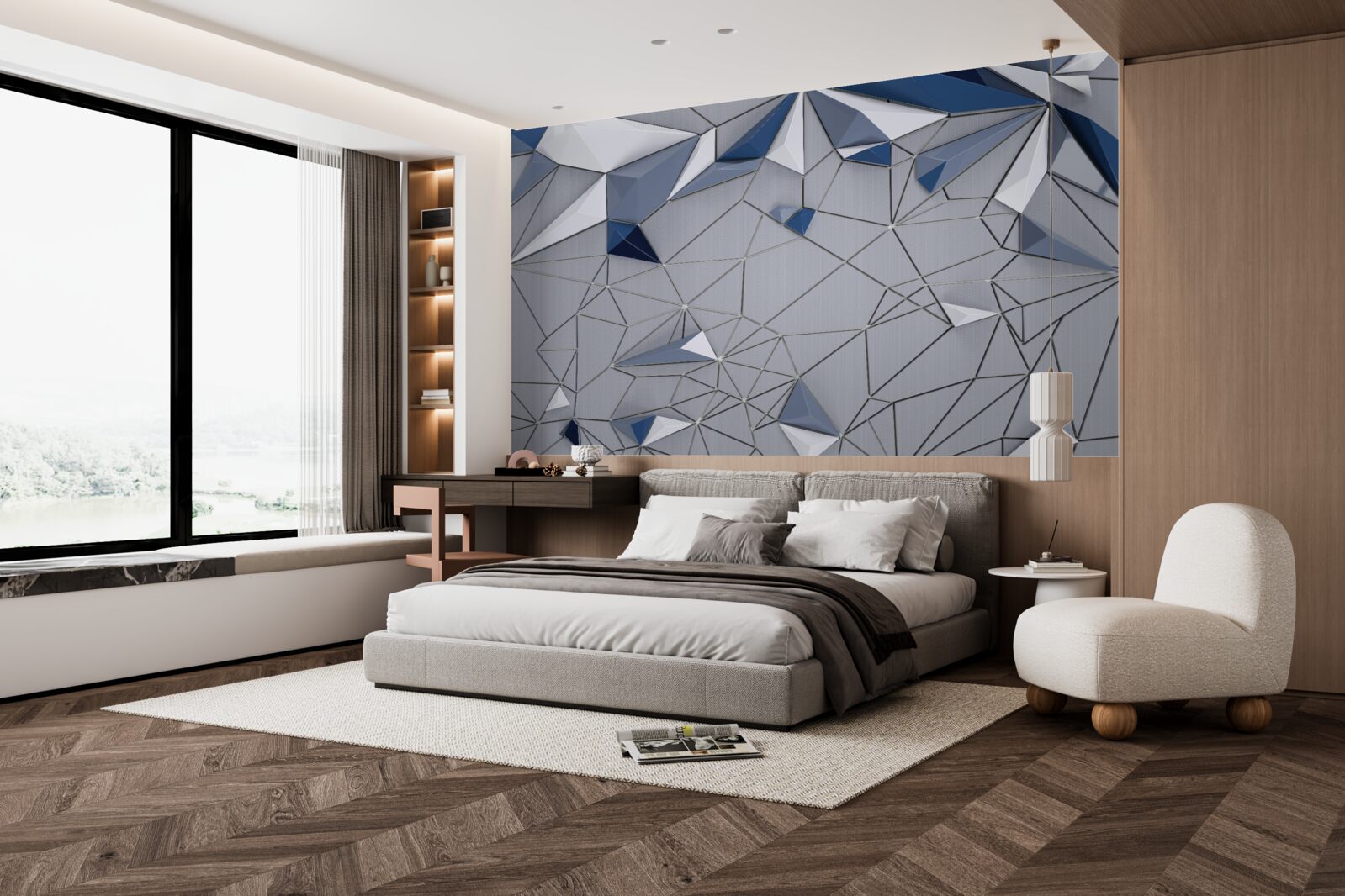 Фотошпалери синій скляний мармур