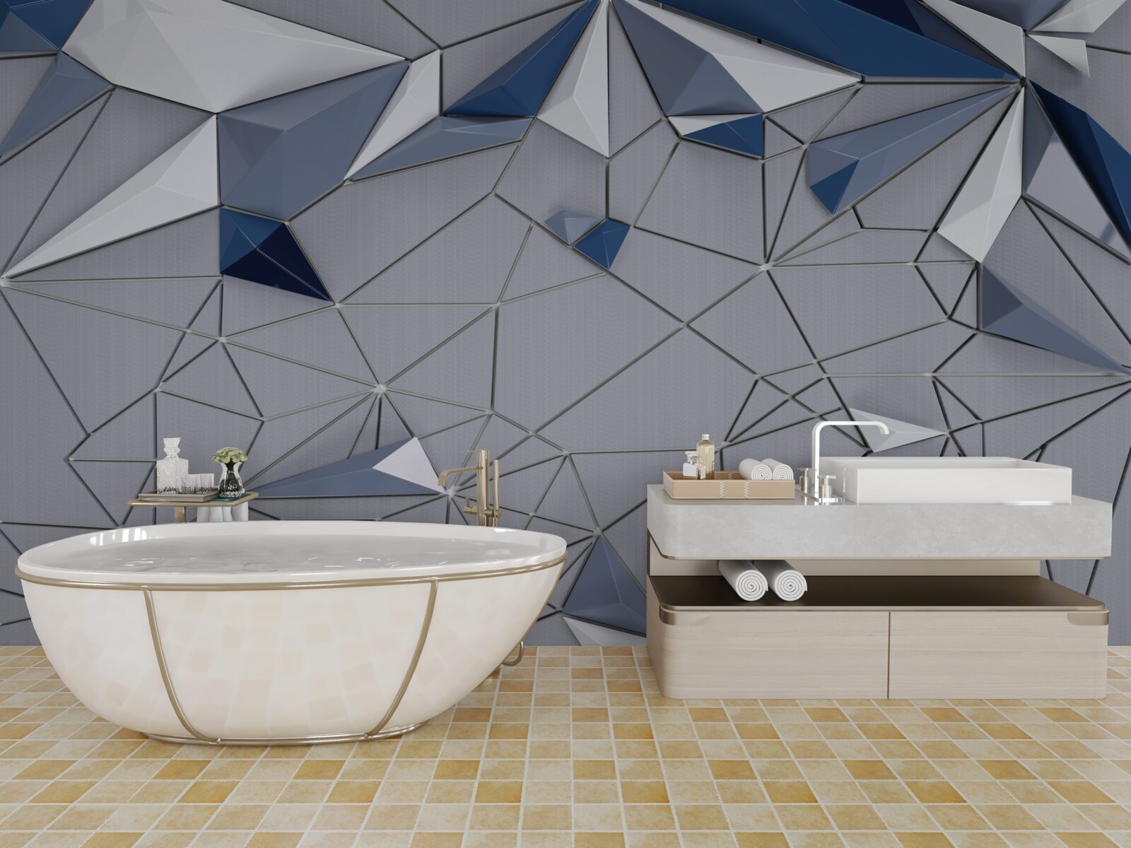 Фотошпалери синій скляний мармур