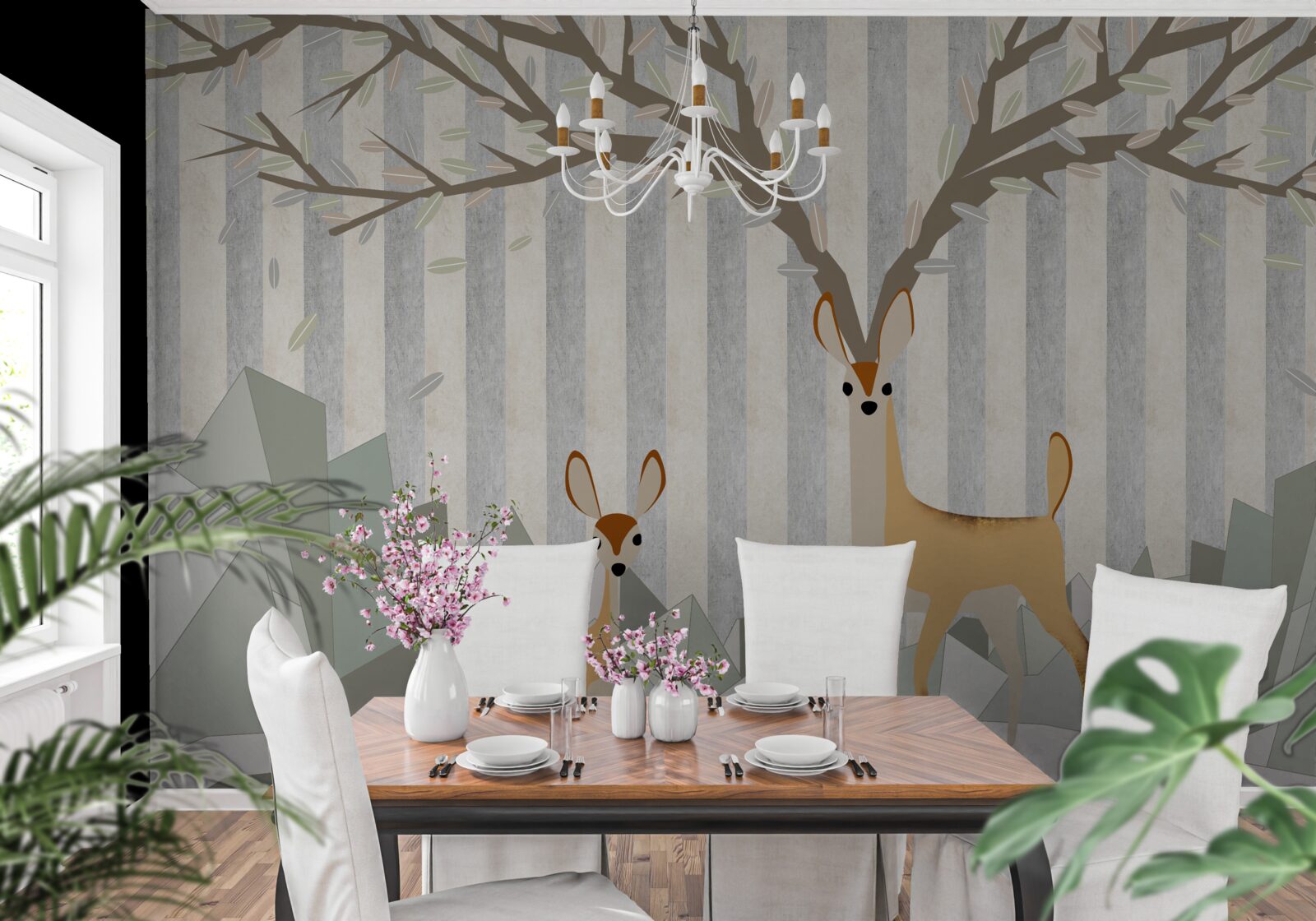 Фотошпалери олень на абстрактному тлі