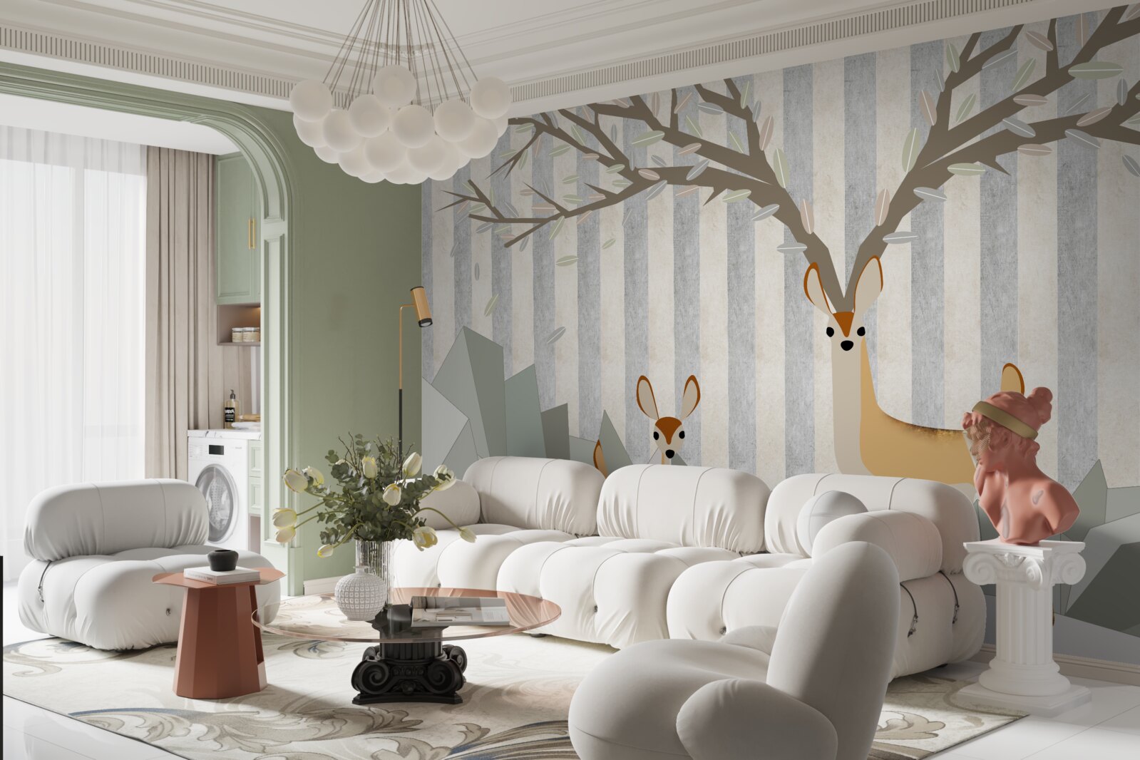 Фотошпалери олень на абстрактному тлі