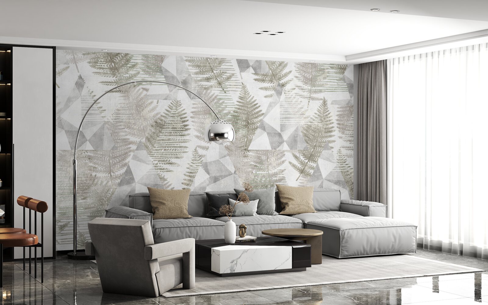 Фотошпалери абстракція з тропічним листям