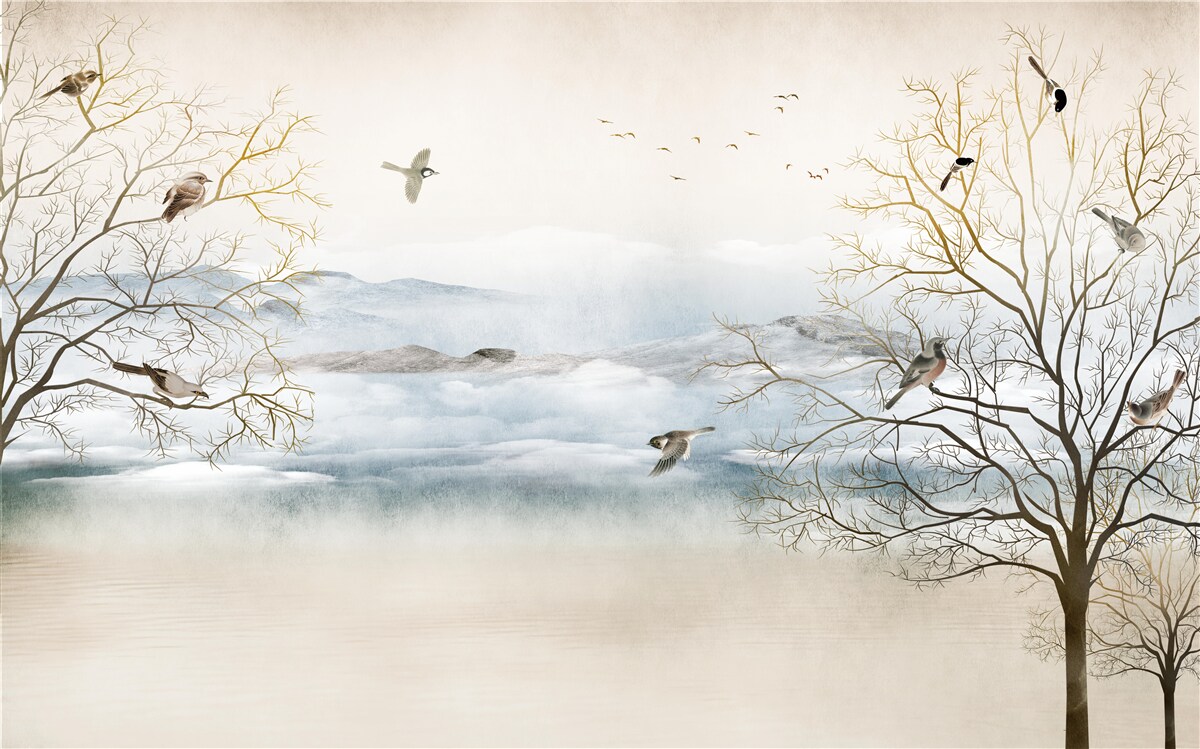 Фотошпалери ранковий туман і спів птахів