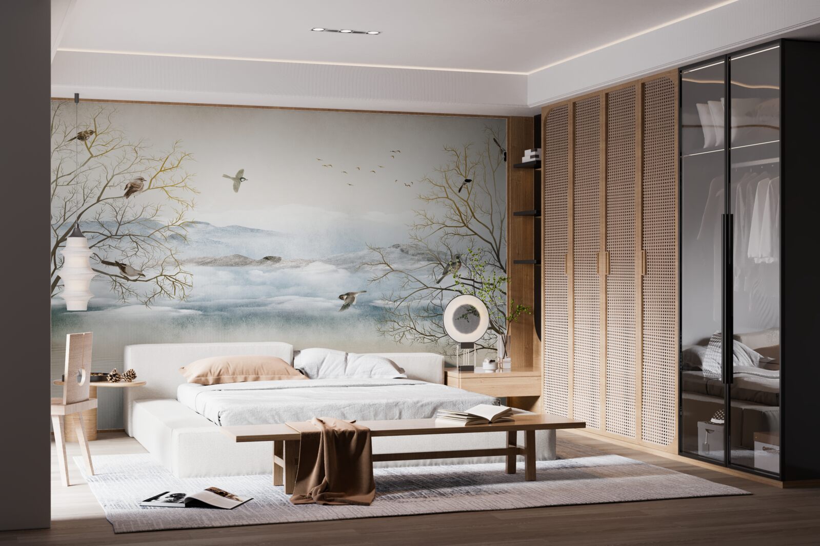 Фотошпалери ранковий туман і спів птахів