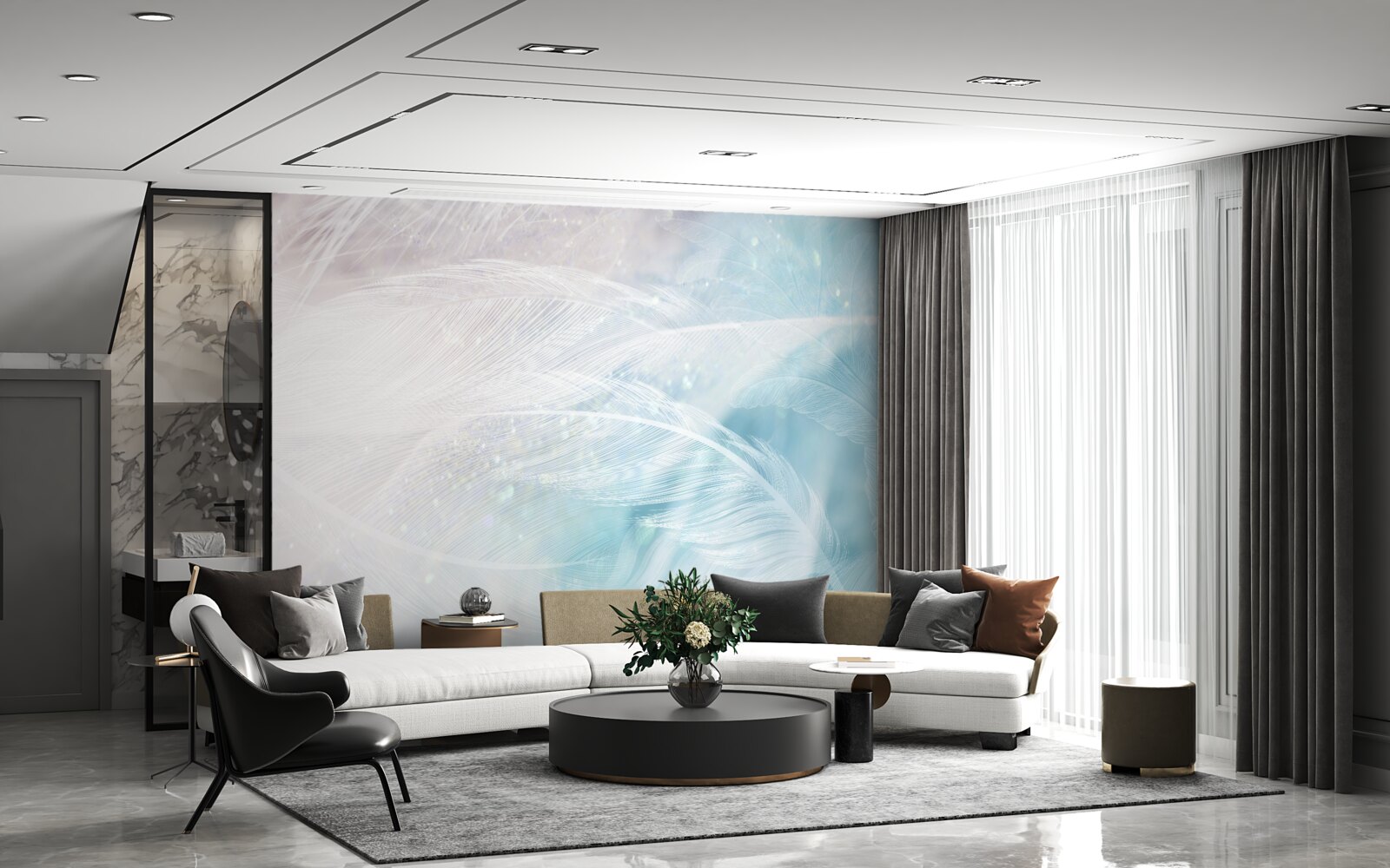 Фотошпалери пір'я в абстракції