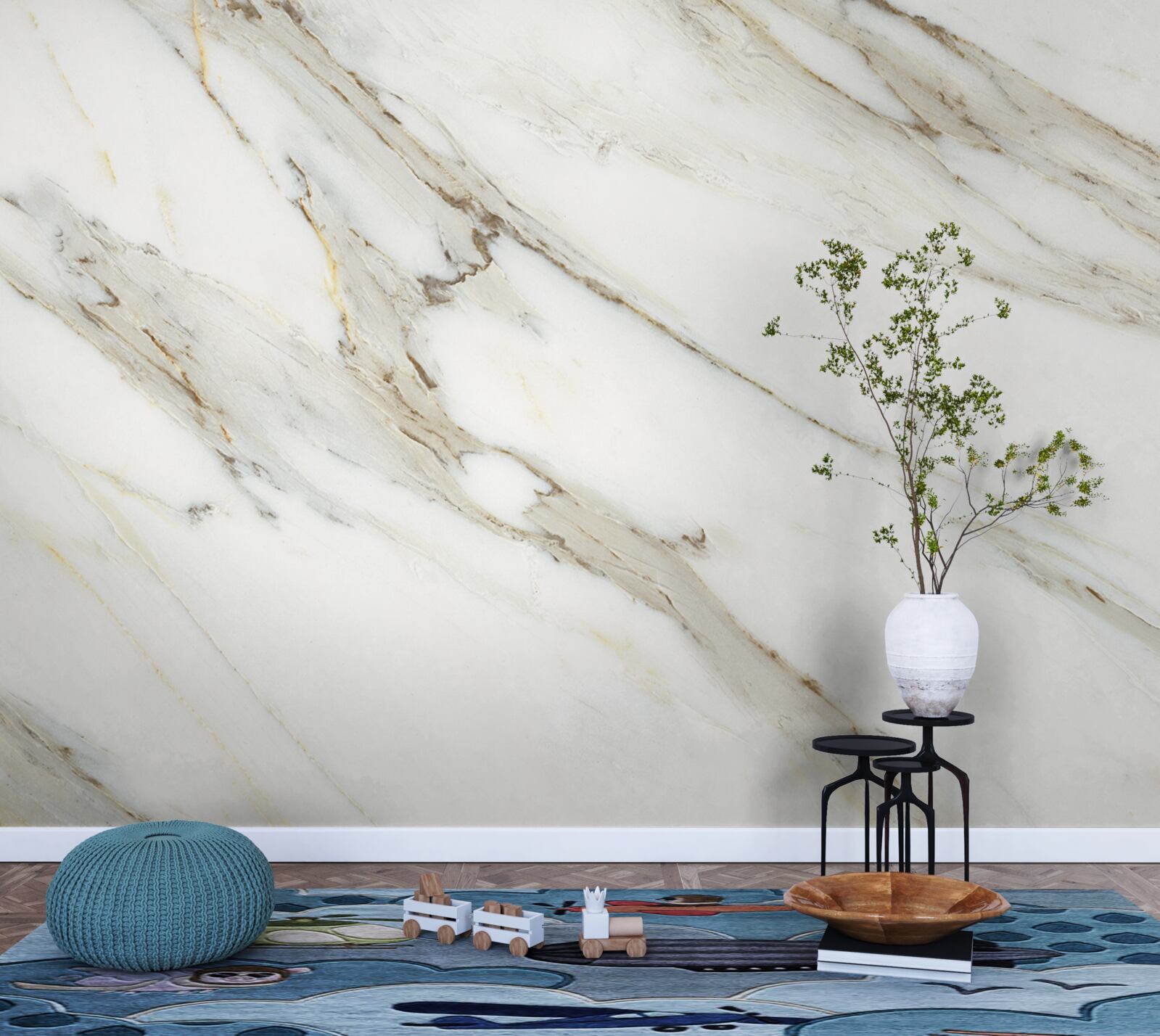 Фотошпалери золото і срібло з мармуром