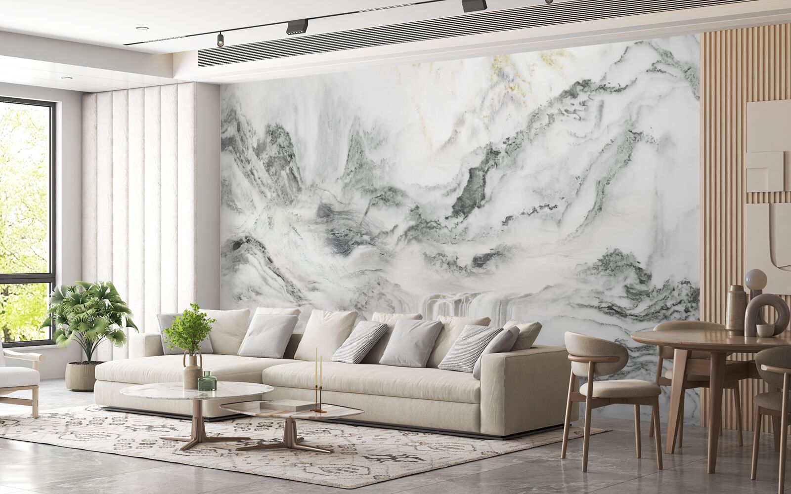 Фотошпалери мармурова текстура з видом на гори