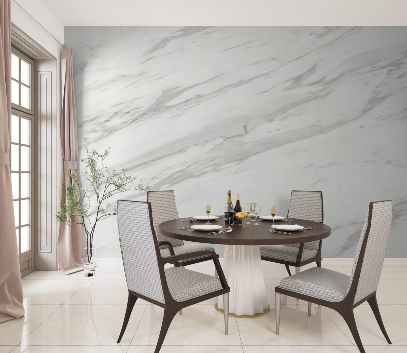 Фотошпалери білий і сірий мармур