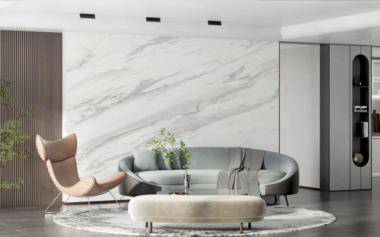 Фотошпалери білий і сірий мармур