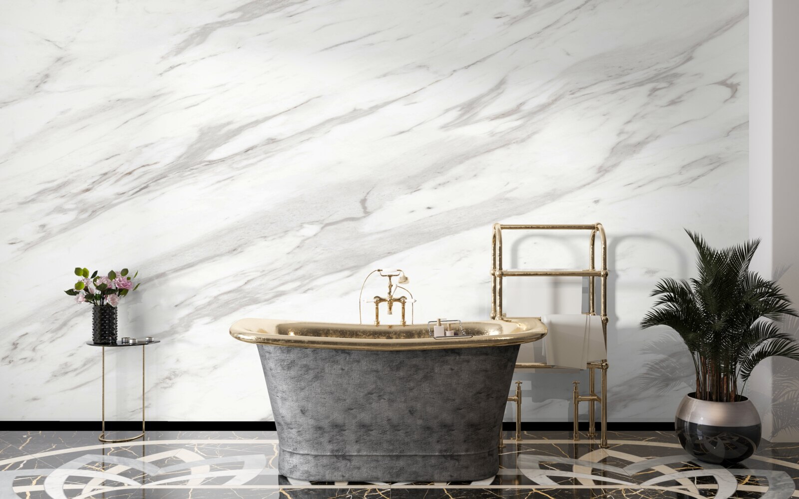 Фотошпалери білий і сірий мармур