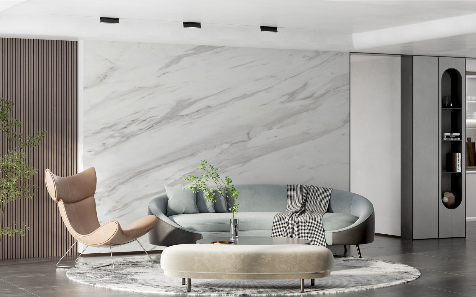 Фотошпалери білий і сірий мармур