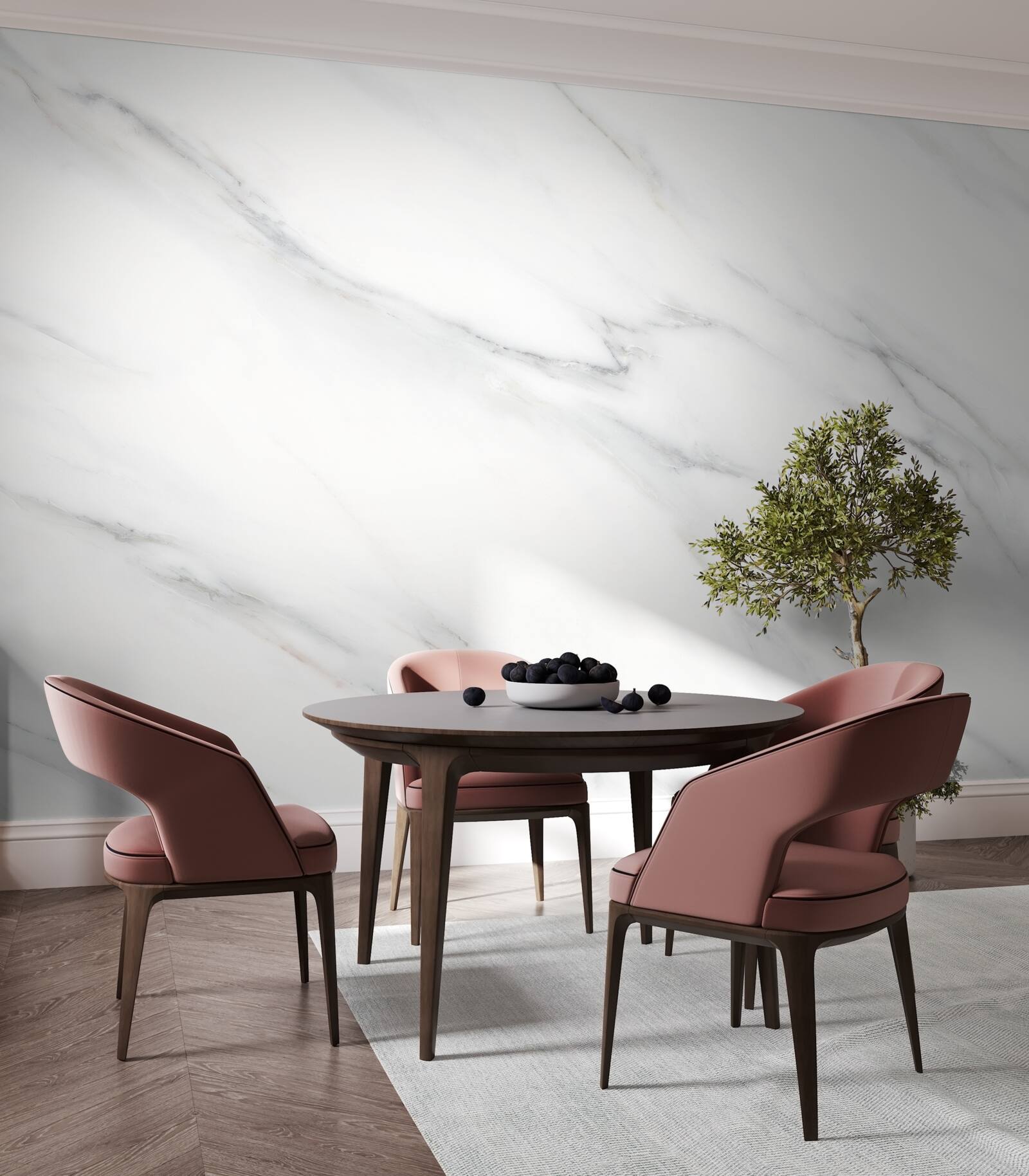 Фотошпалери білий мармур з сірими прожилками