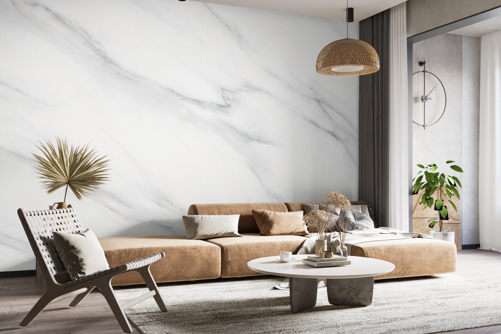 Фотошпалери білий мармур з сірими прожилками