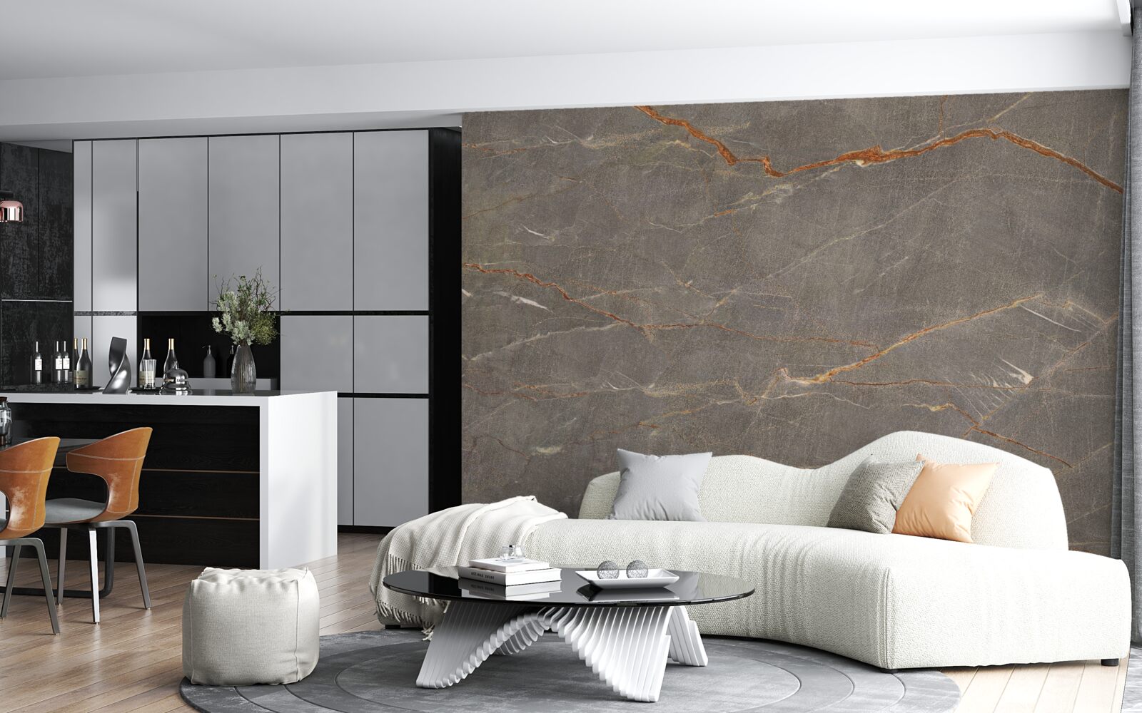 Фотошпалери коричневий мармур із золотистим відтінком