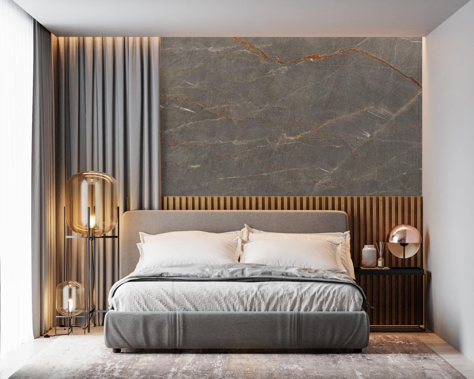 Фотошпалери коричневий мармур із золотистим відтінком