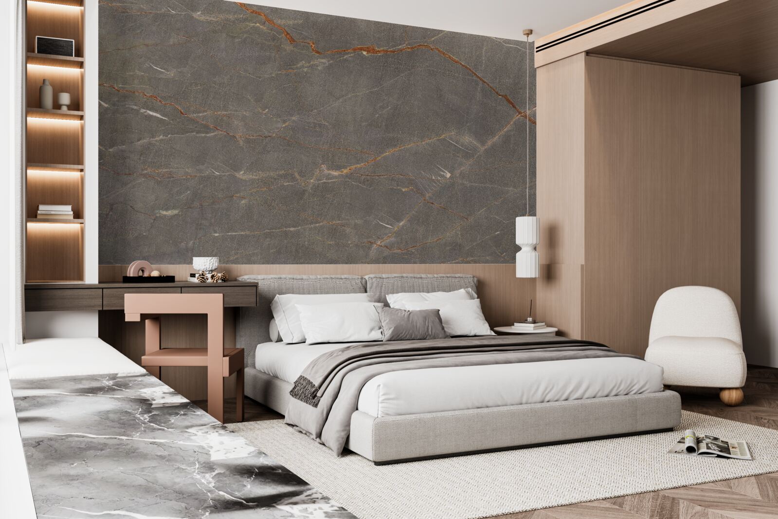 Фотошпалери коричневий мармур із золотистим відтінком