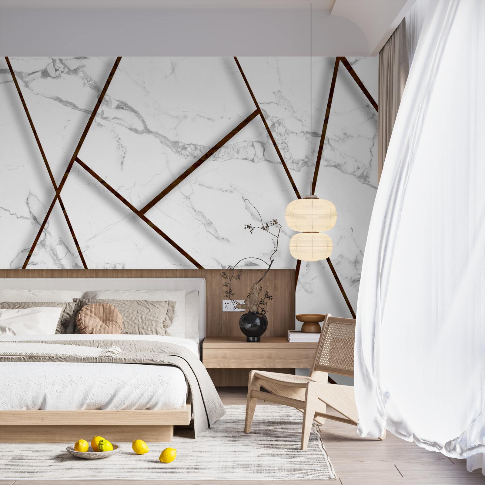 Фотошпалери чорні вкраплення на білому мармурі