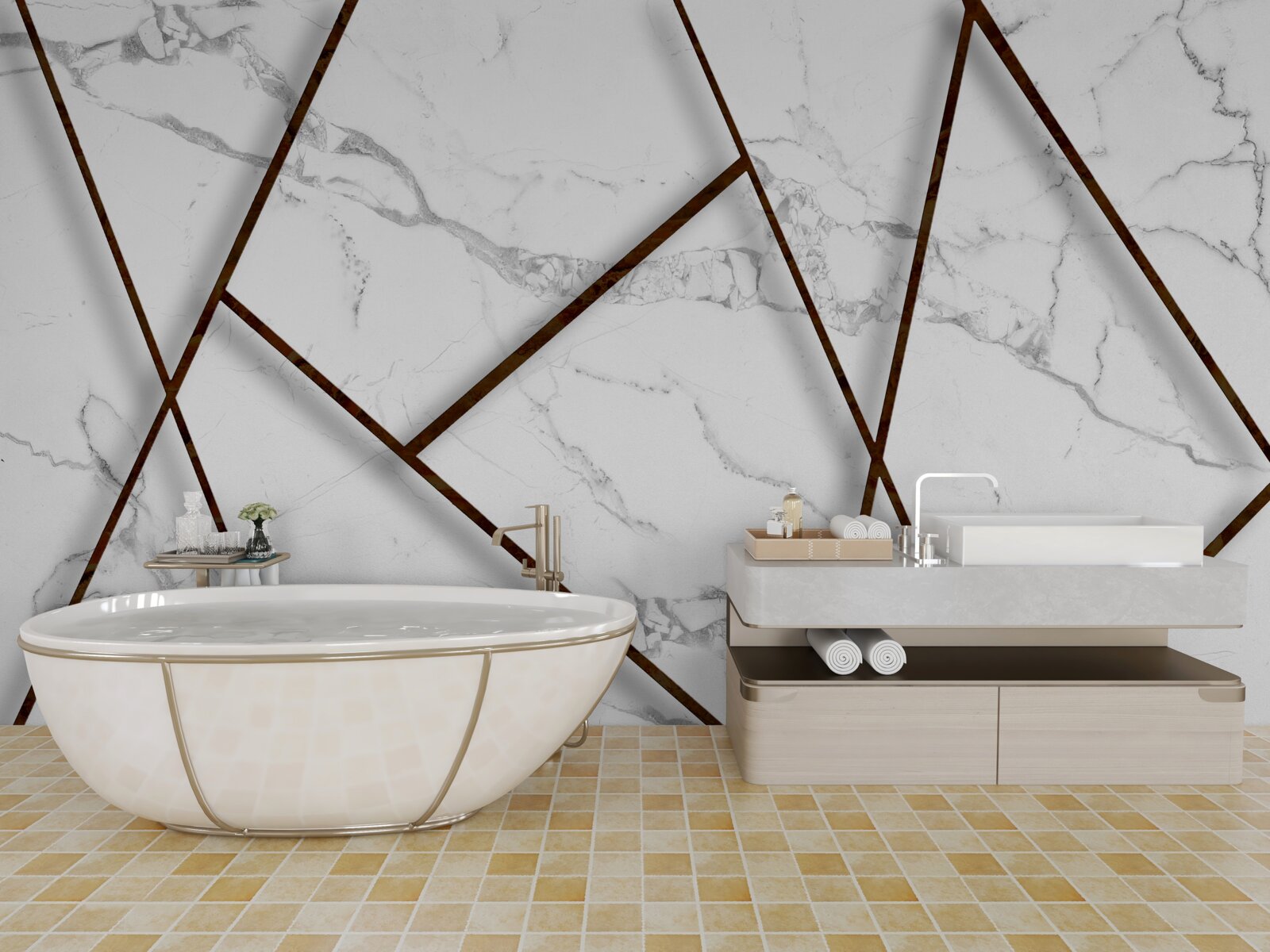 Фотошпалери чорні вкраплення на білому мармурі