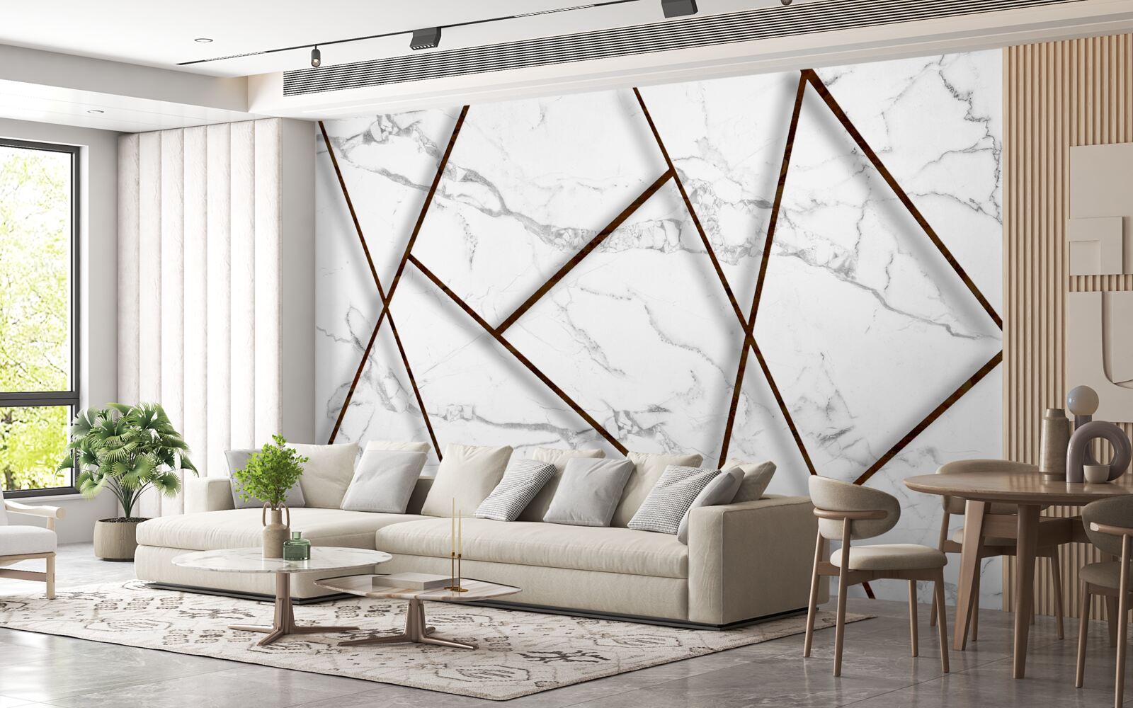 Фотошпалери чорні вкраплення на білому мармурі