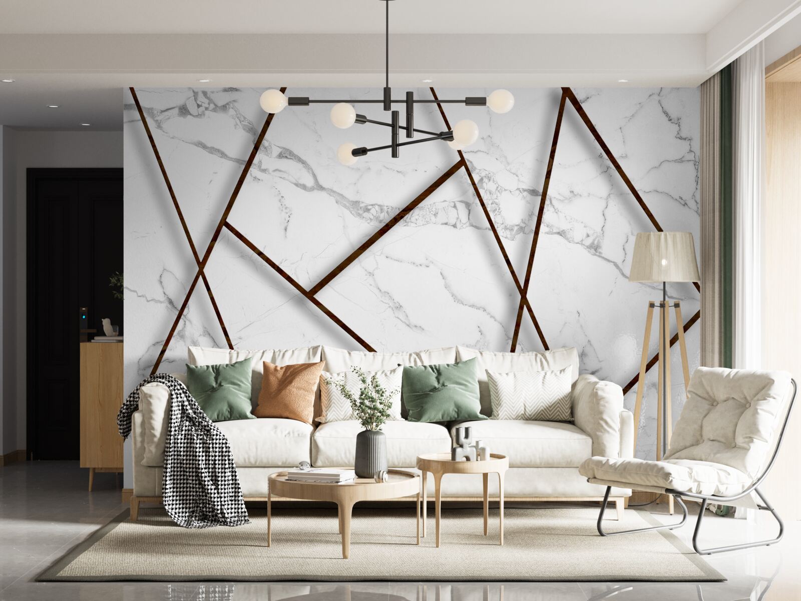 Фотошпалери чорні вкраплення на білому мармурі