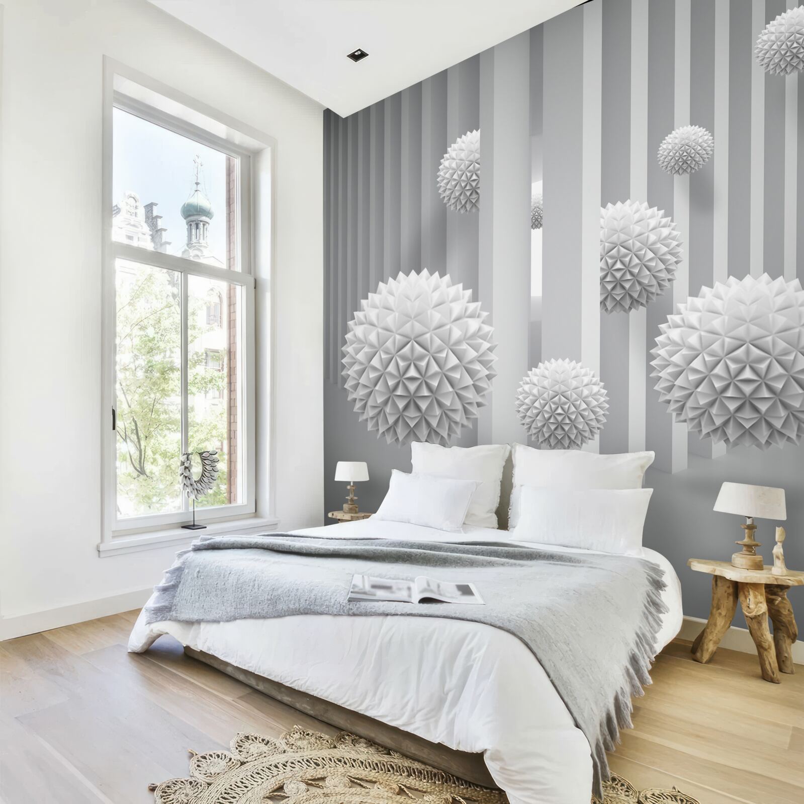 Фотошпалери кульки, що літають над геометричними фігурами