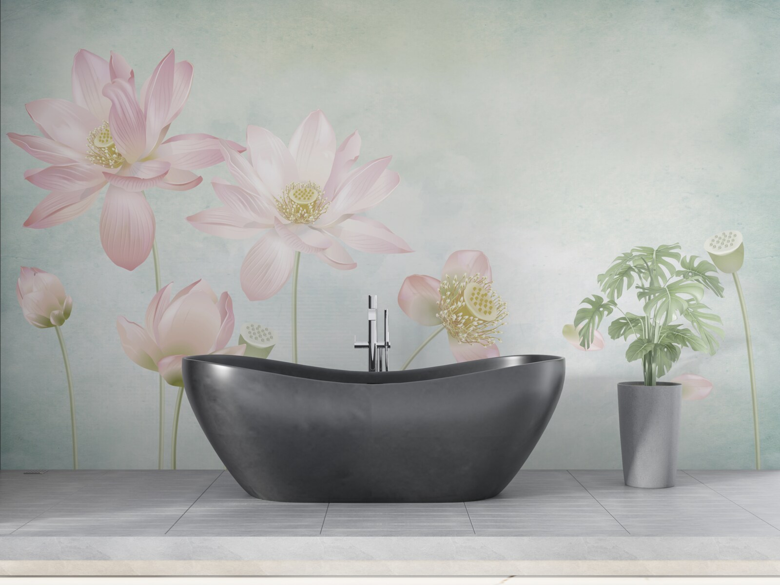 Фотошпалери витончені маки на блакитному тлі