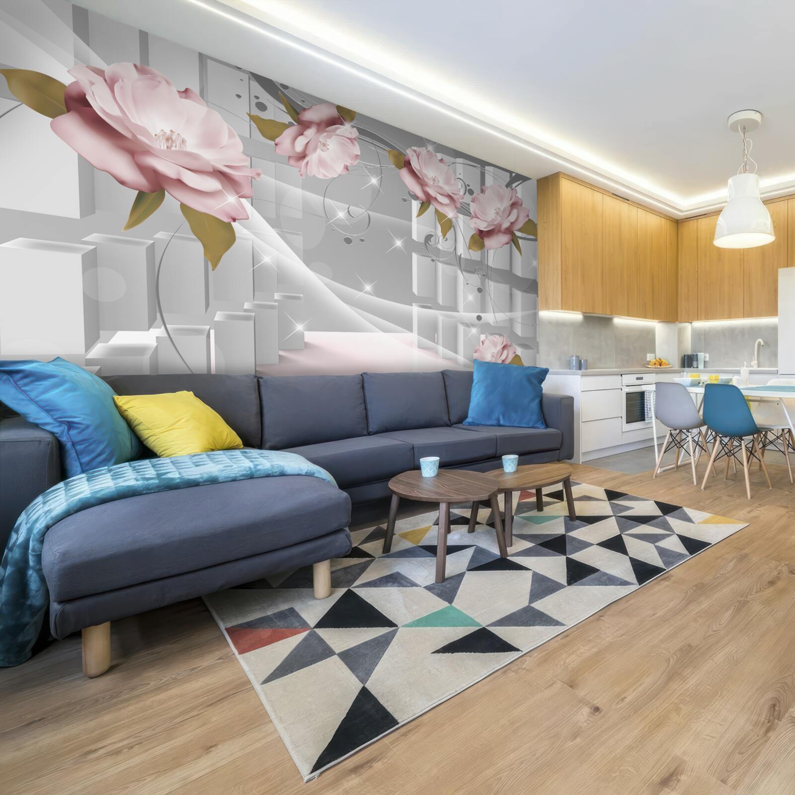 Фотошпалери квіткові бутони в геометричних формах