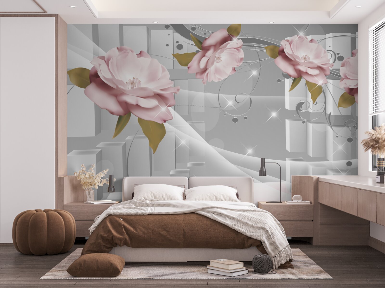 Фотошпалери квіткові бутони в геометричних формах