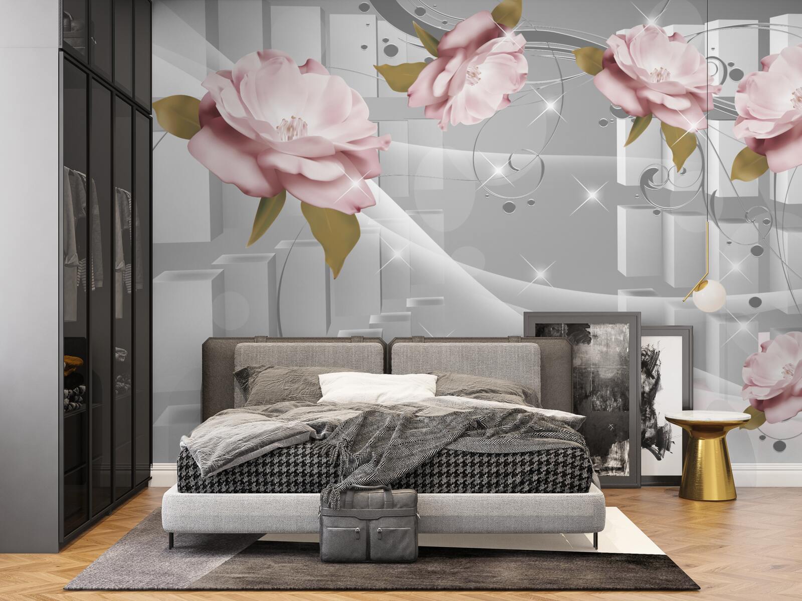 Фотошпалери квіткові бутони в геометричних формах