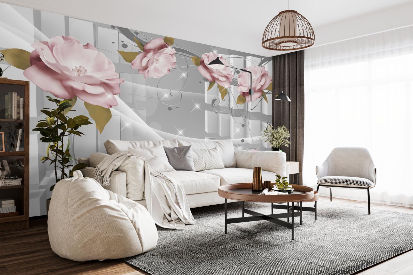 Фотошпалери квіткові бутони в геометричних формах