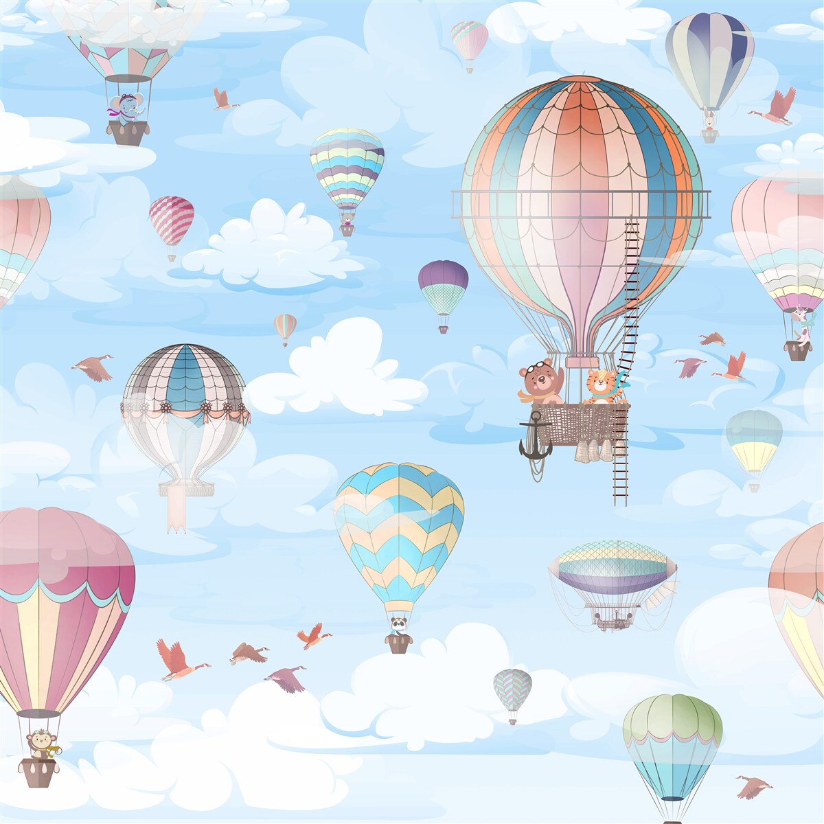 Фотошпалери літаючі кульки із зображенням тварин