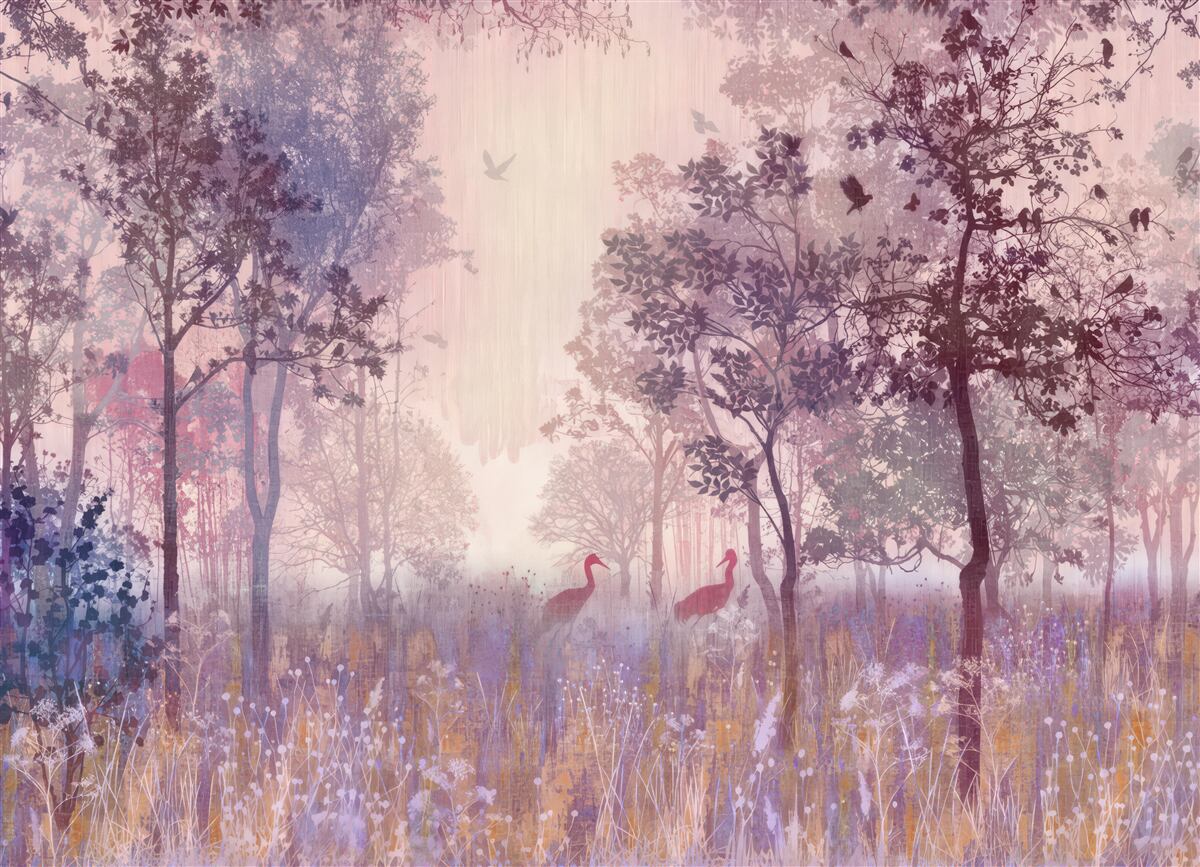 Фотошпалери акварель осіннього лісу