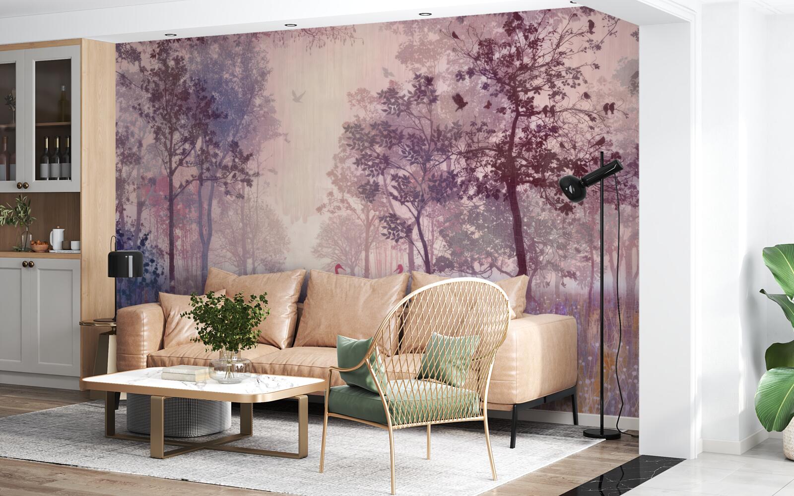 Фотошпалери акварель осіннього лісу