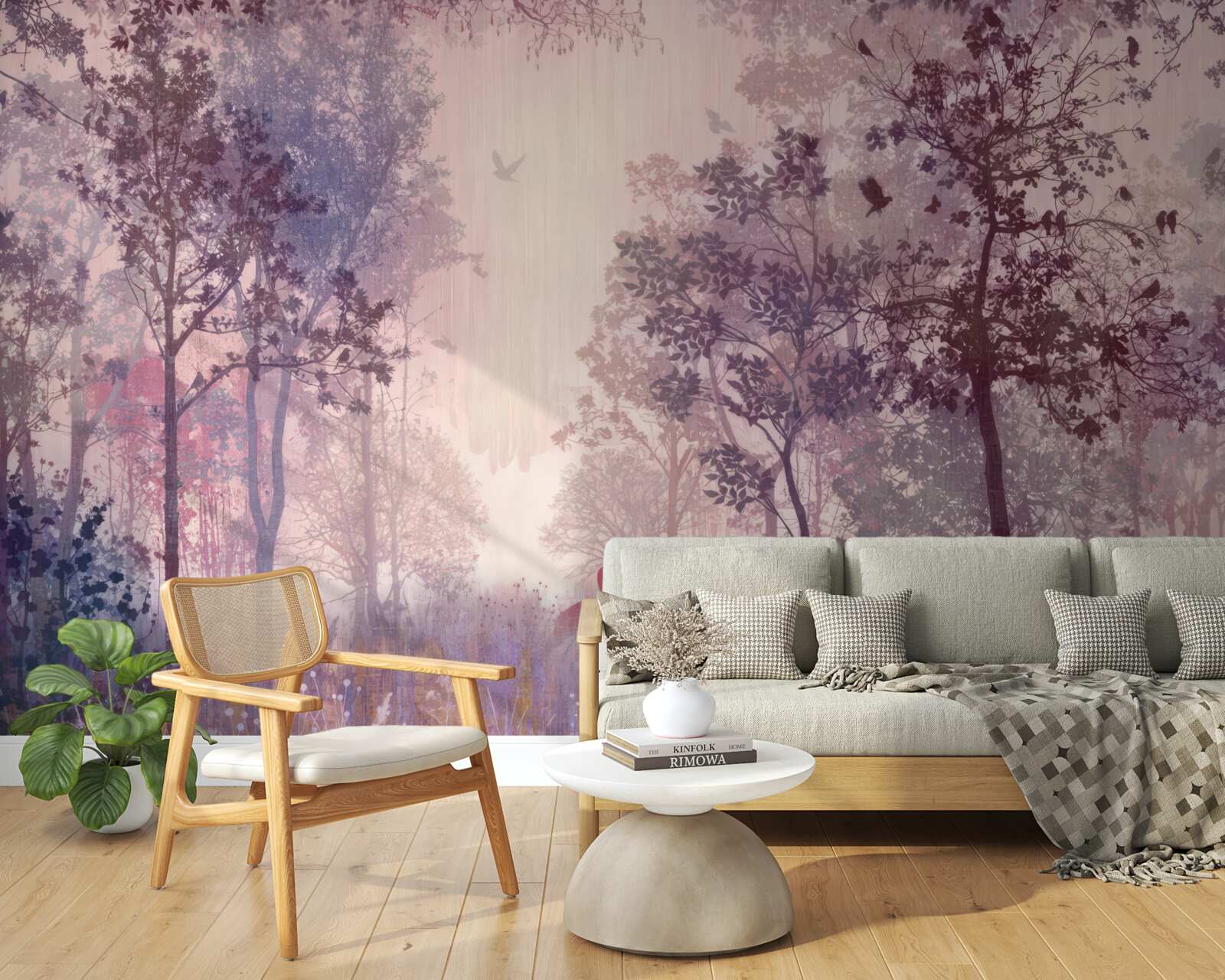 Фотошпалери акварель осіннього лісу