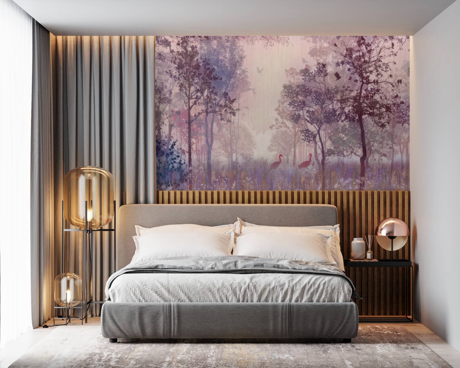 Фотошпалери акварель осіннього лісу