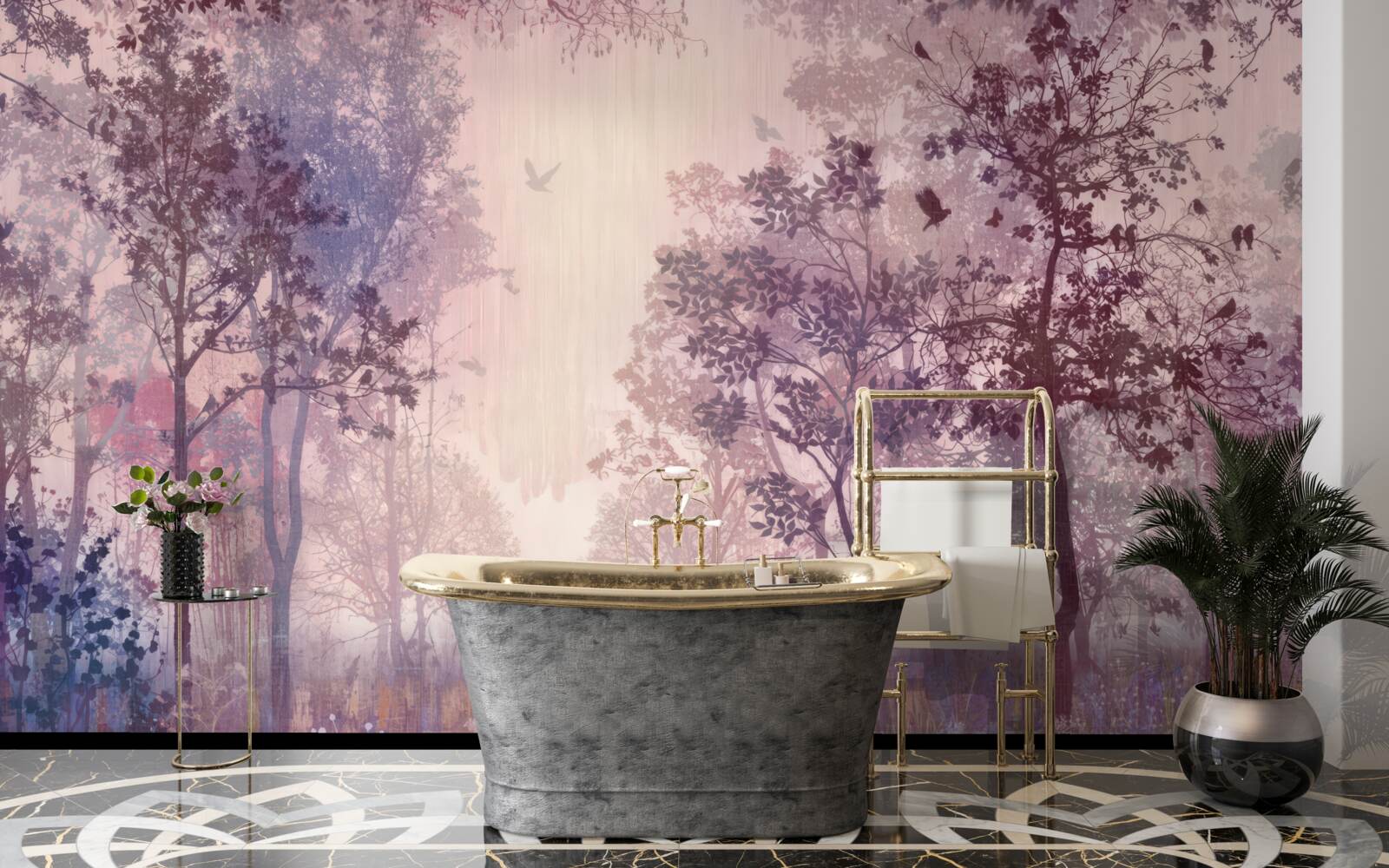 Фотошпалери акварель осіннього лісу