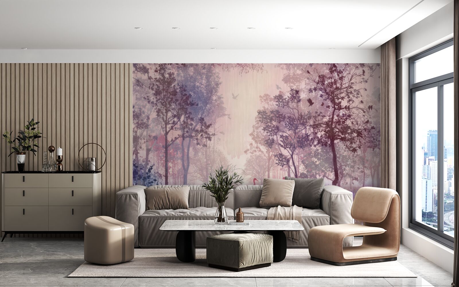 Фотошпалери акварель осіннього лісу