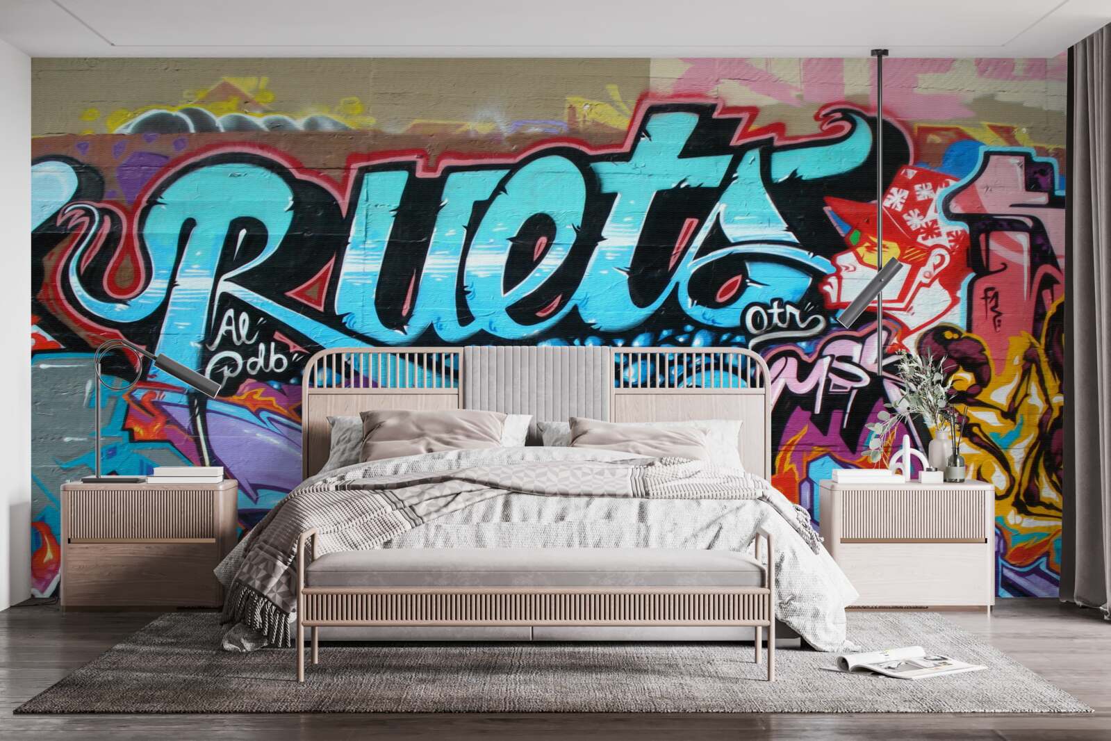 Фотошпалери Стіна прикрашена яскравим графіті