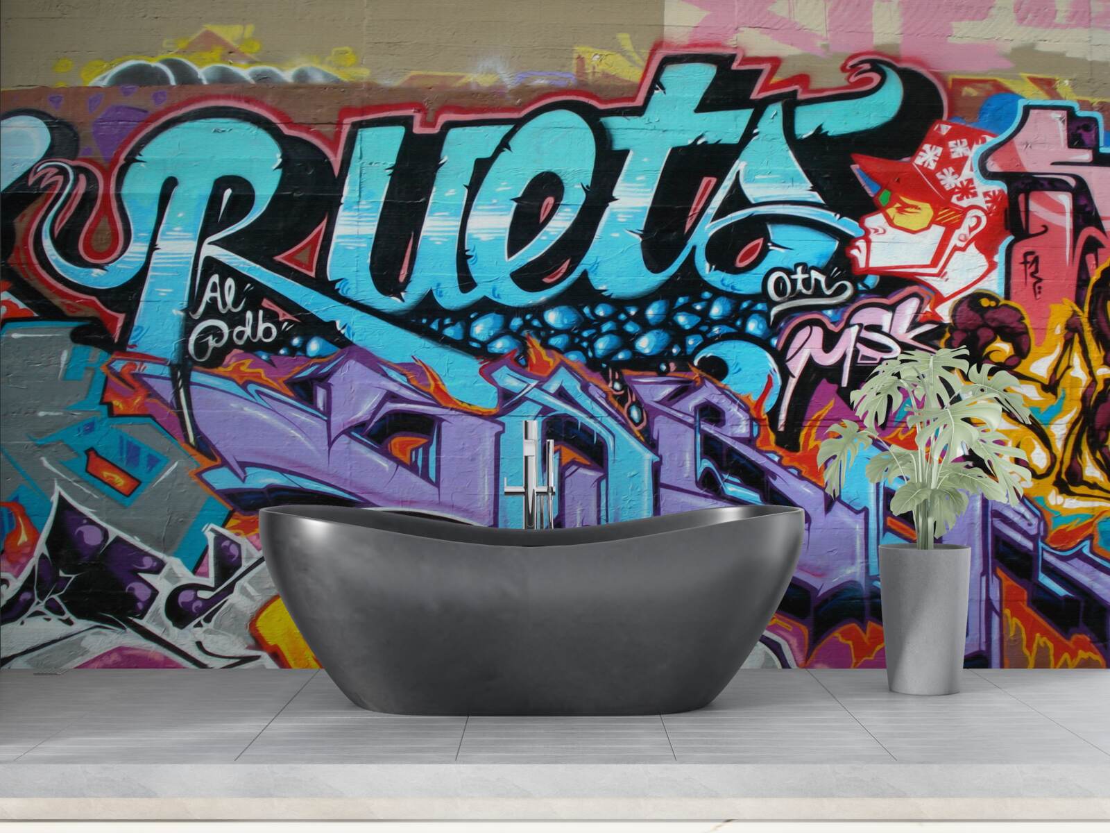 Фотошпалери Стіна прикрашена яскравим графіті