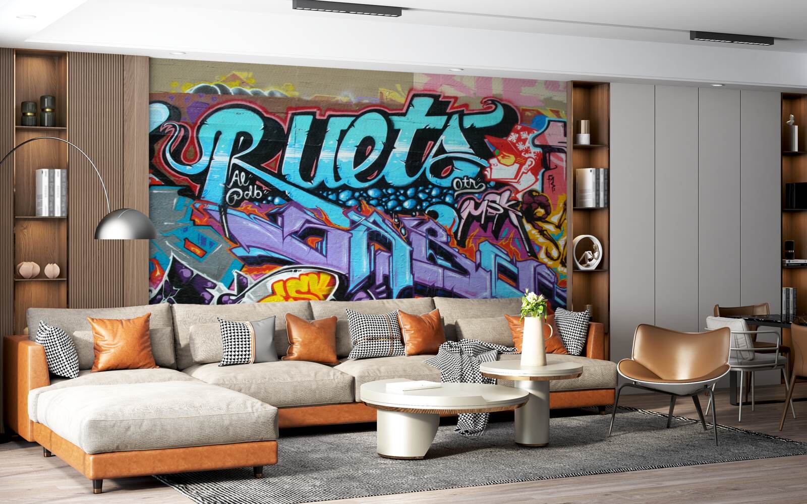 Фотошпалери Стіна прикрашена яскравим графіті