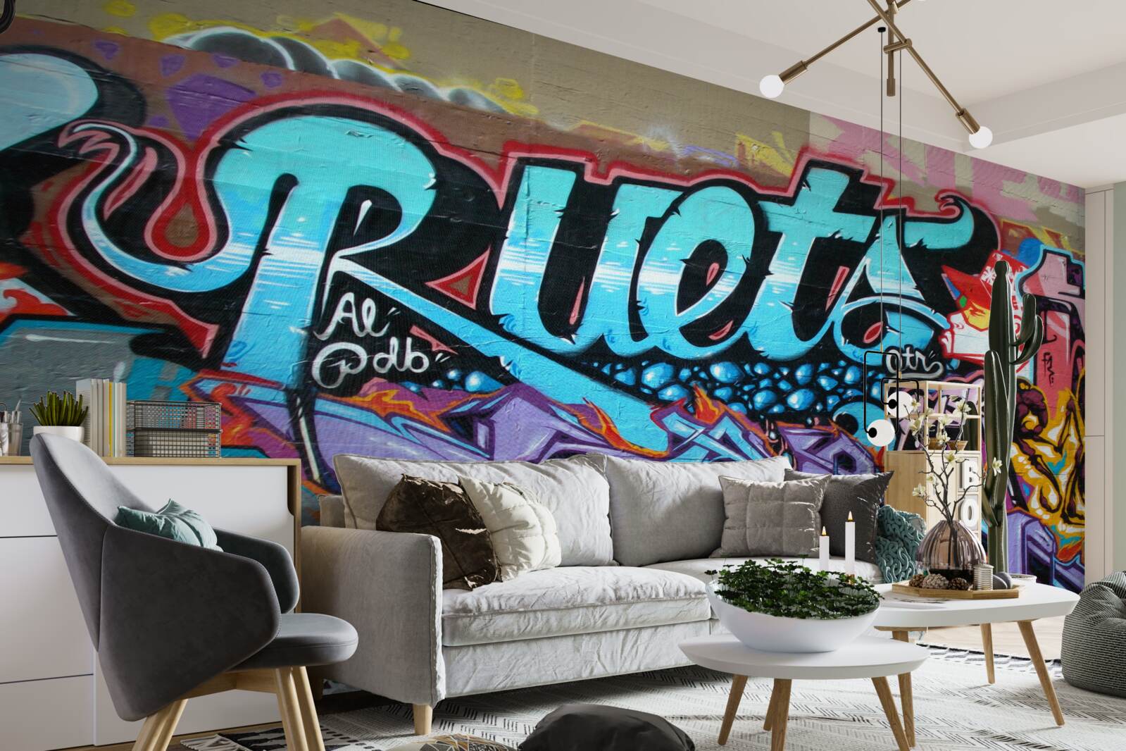 Фотошпалери Стіна прикрашена яскравим графіті