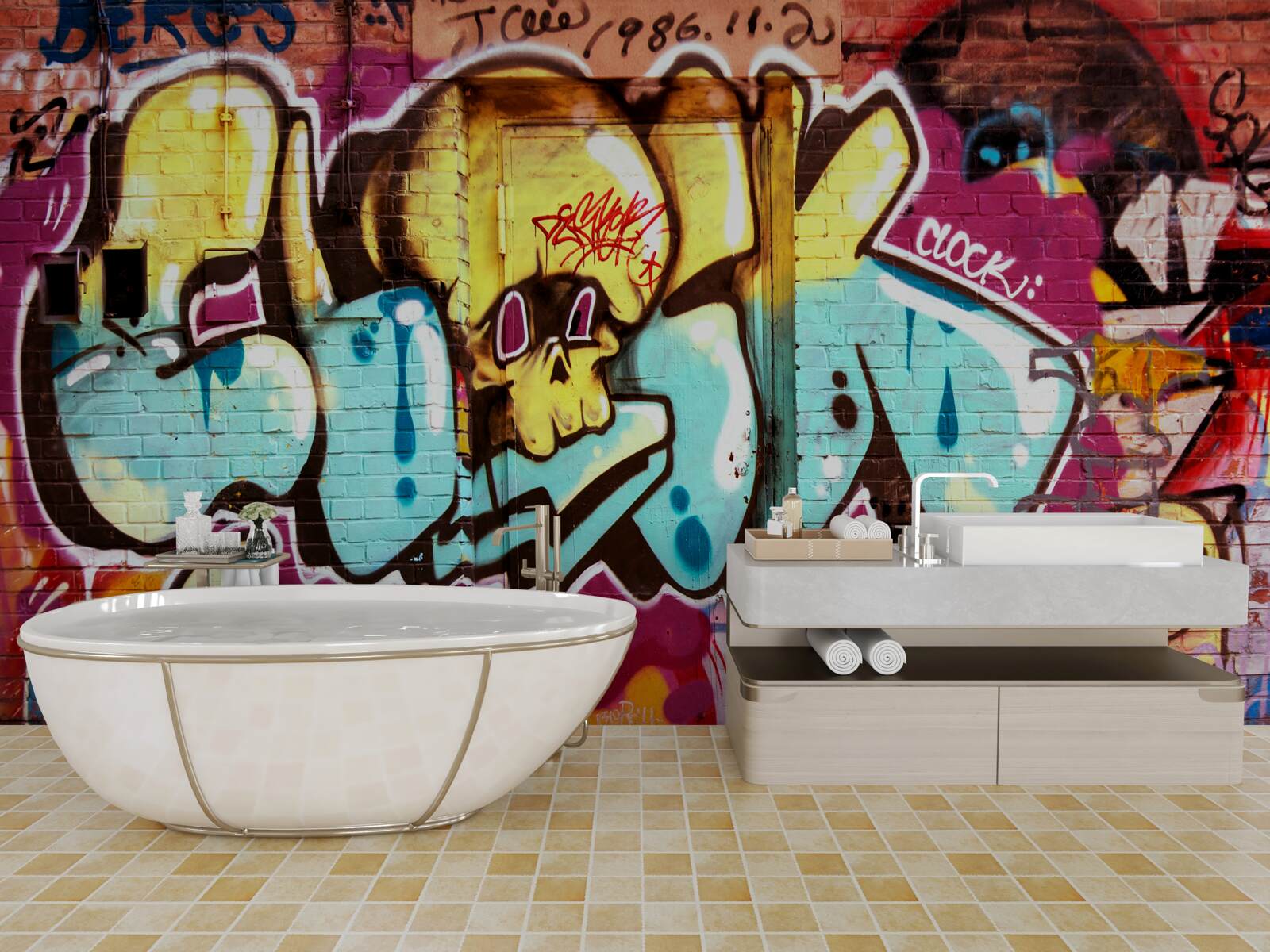 Фотошпалери графіті з яскравими написами