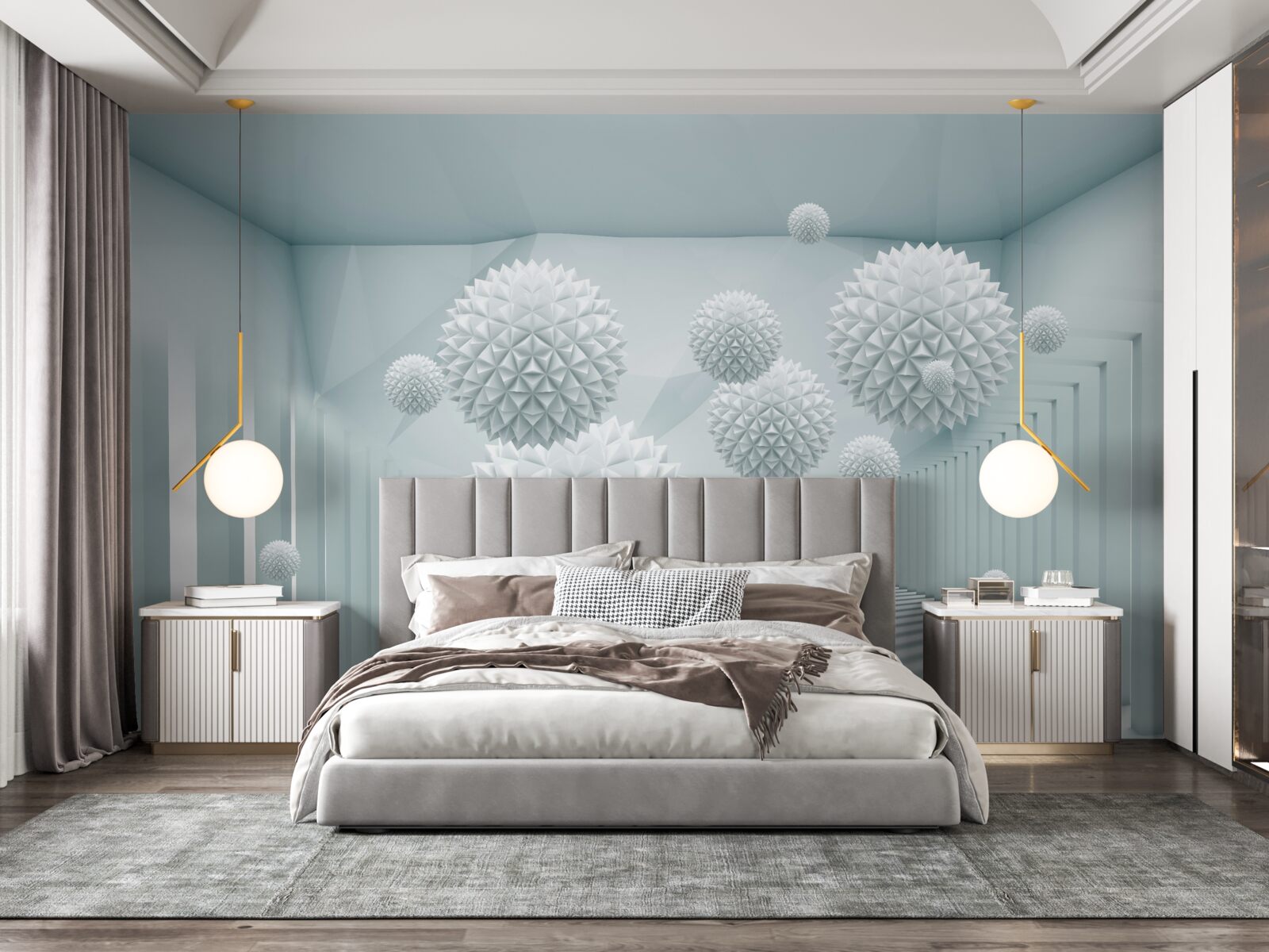 Фотошпалери об'ємні кулі з плаваючими гострими краями