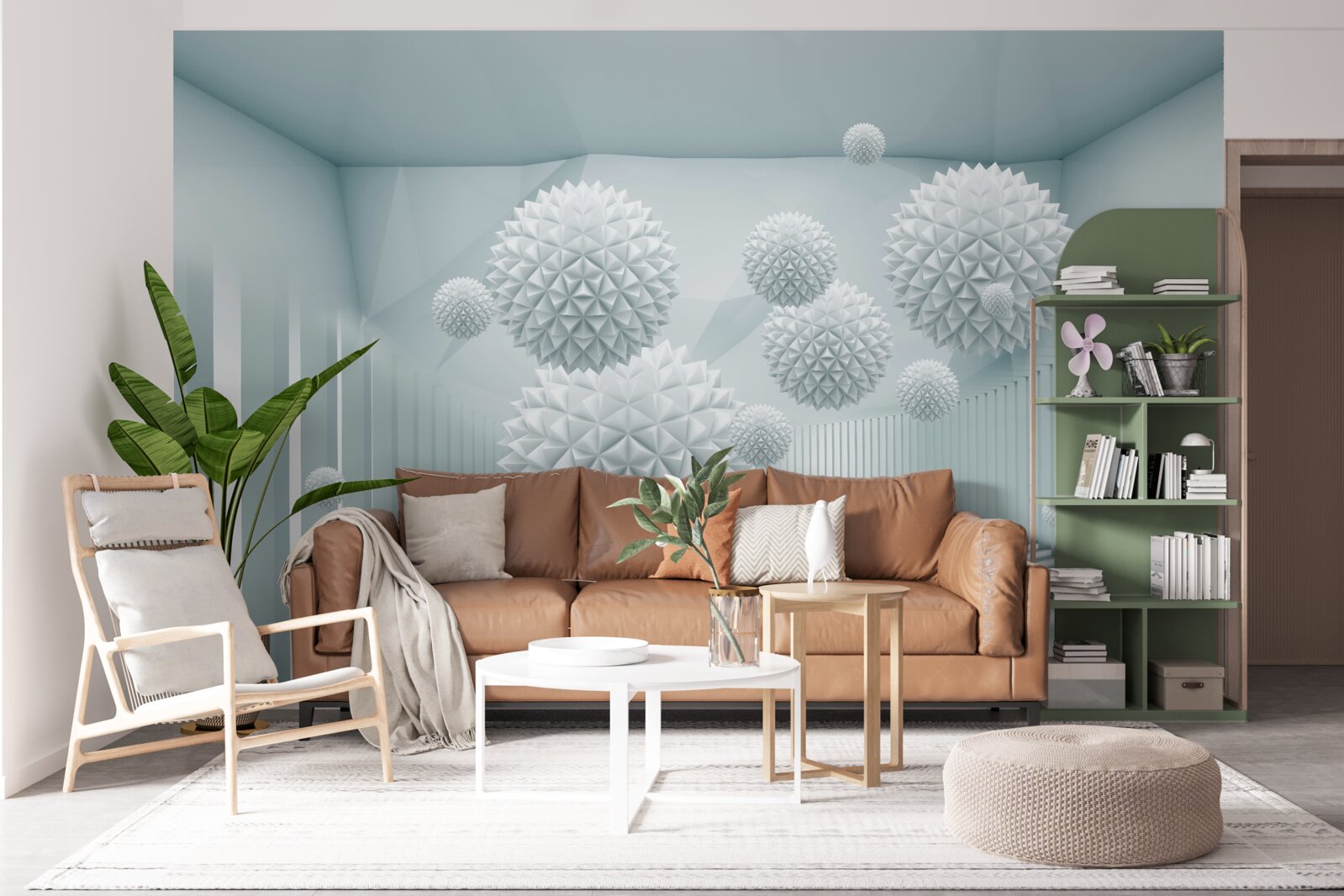 Фотошпалери об'ємні кулі з плаваючими гострими краями