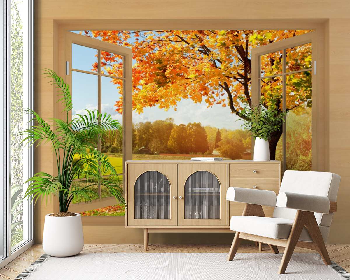 Фотошпалери осінній вид з вікна